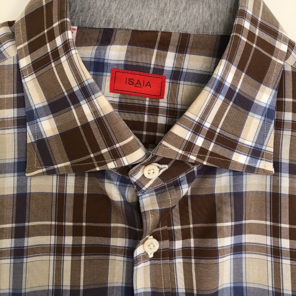 BRAND NEW NEVER BEEN WORN From Neiman Marcus an ISAIA Multi-Color Shirt 17.5/44